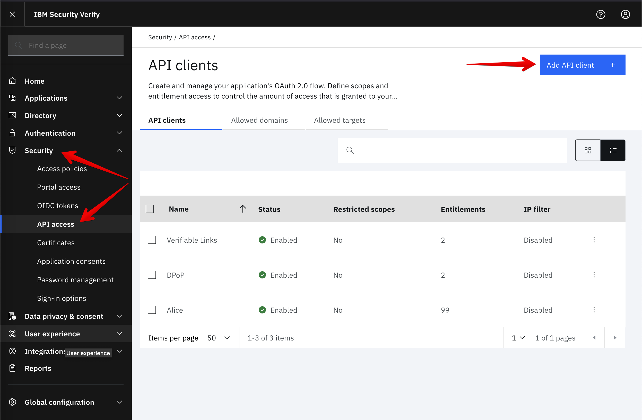 IBM Security Verify | API access